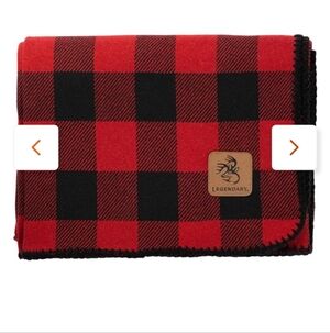Legendary Whitetails Red and Black Plaid Wool Blanket